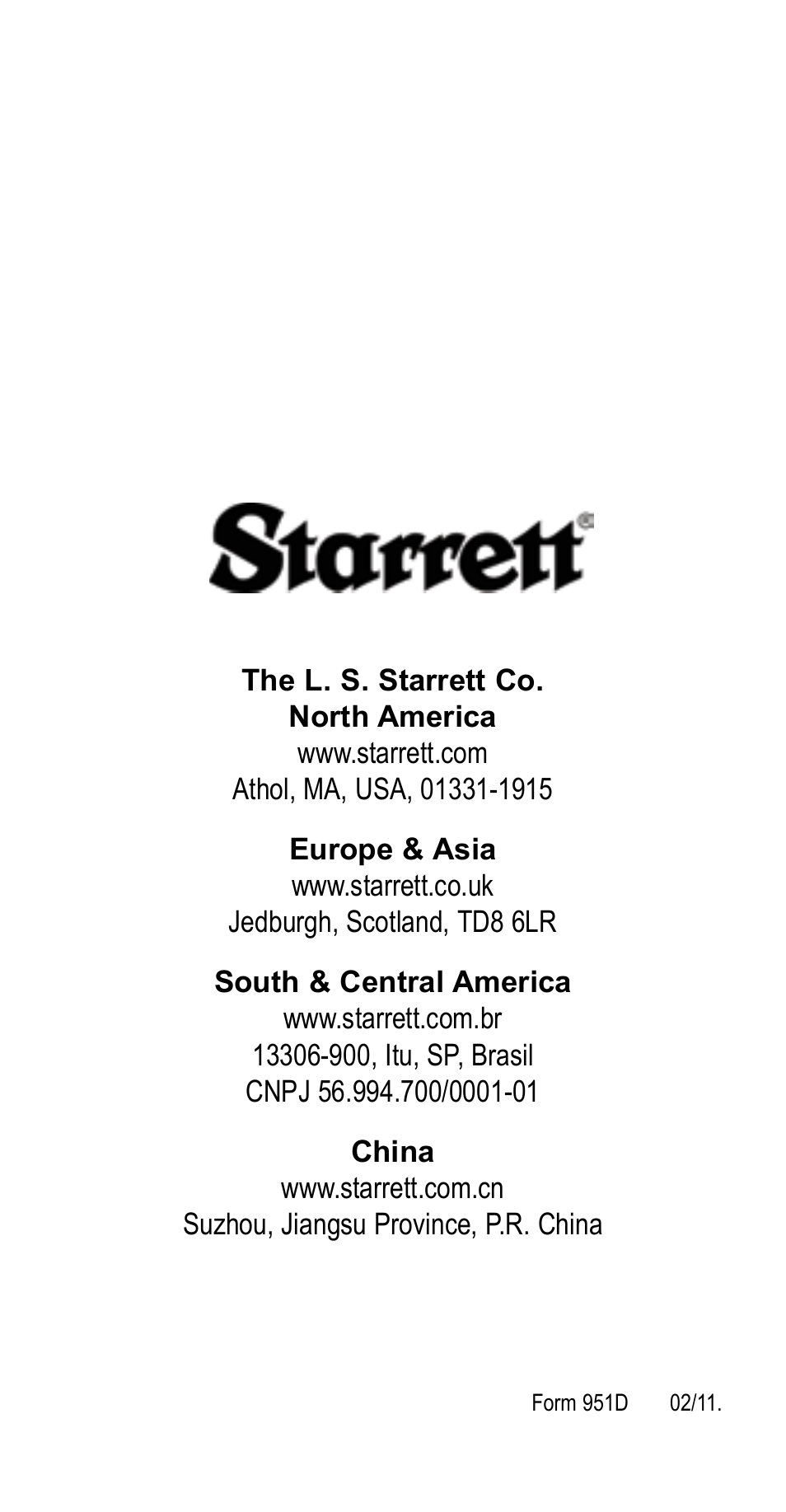 Starrett 798 Electronic Slide Caliper User Manual | Page 20 / 20