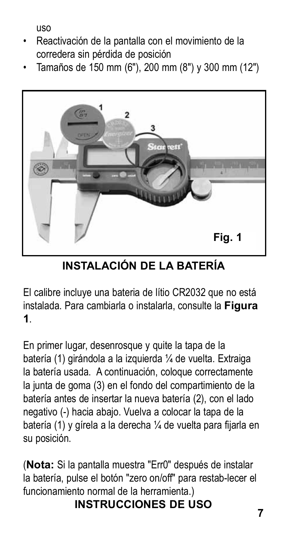 Starrett 798 Electronic Slide Caliper User Manual | Page 7 / 20