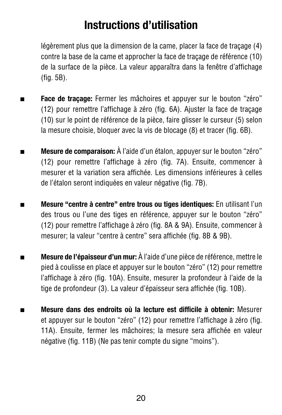 Instructions d’utilisation | Starrett 799 Electronic Slide Caliper User Manual | Page 20 / 48