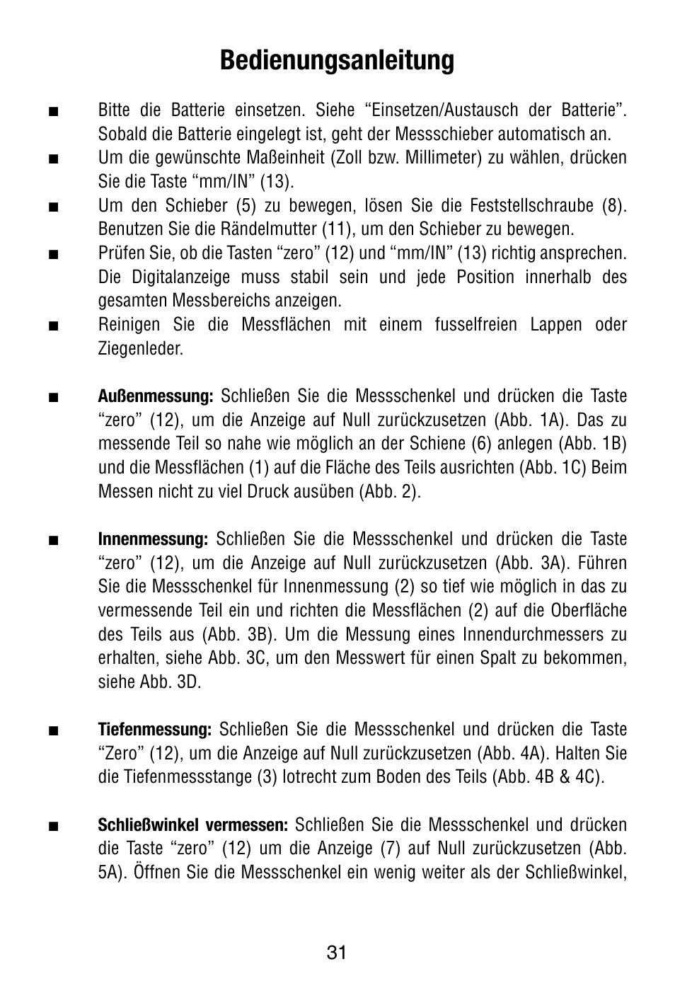 Bedienungsanleitung | Starrett 799 Electronic Slide Caliper User Manual | Page 31 / 48