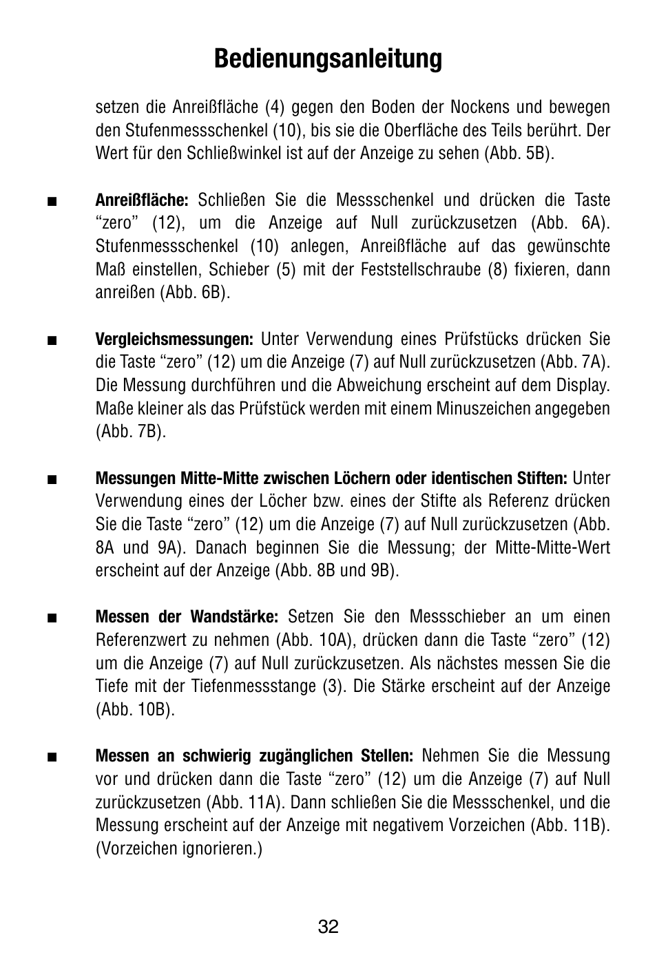 Bedienungsanleitung | Starrett 799 Electronic Slide Caliper User Manual | Page 32 / 48