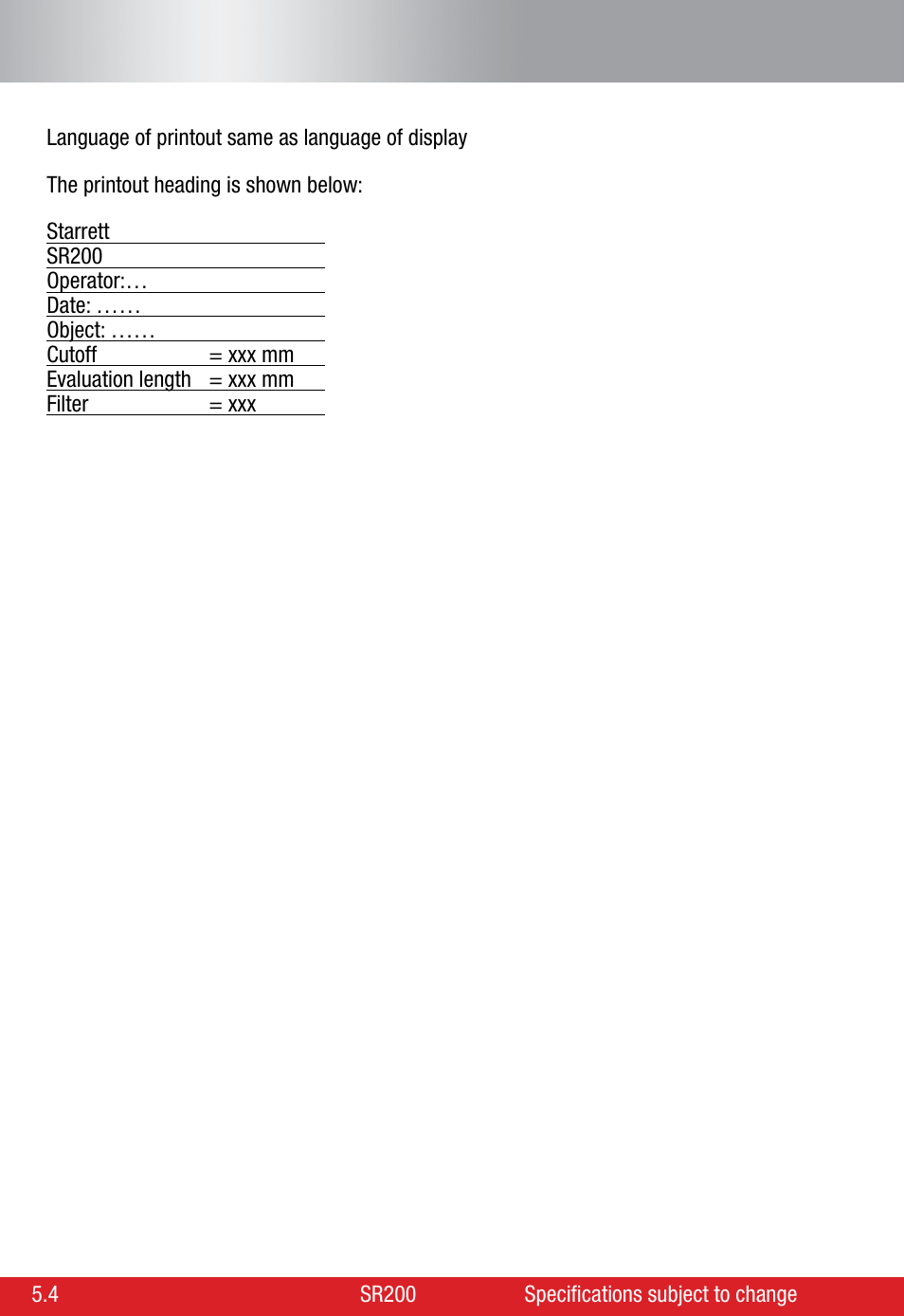 Starrett SR200 Surface Roughness Tester User Manual | Page 24 / 28