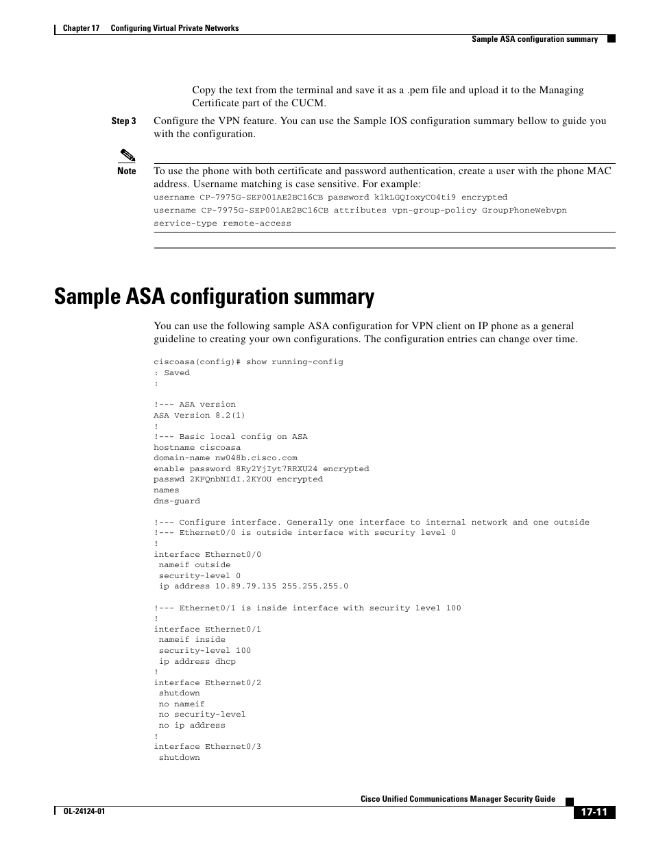 Sample asa configuration summary | Cisco OL-24124-01 User Manual | Page 11 / 16