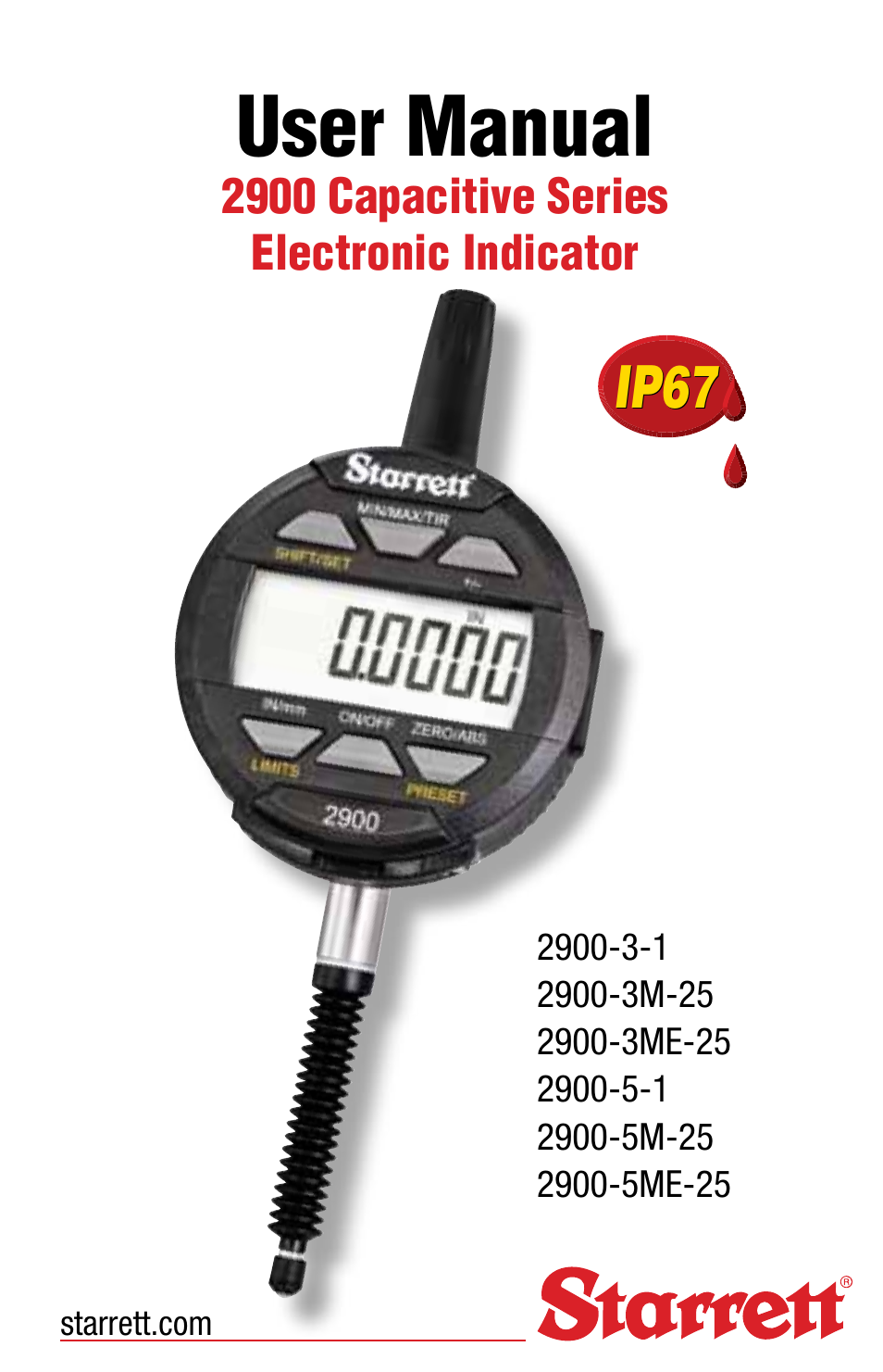 Starrett 2900 Capacitive Electronic Indicator User Manual | 12 pages