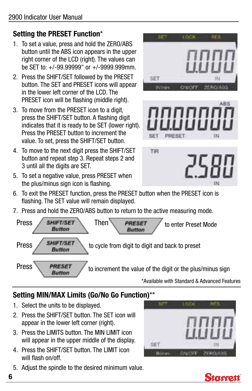 Starrett 2900 Indicator User Manual | Page 6 / 12