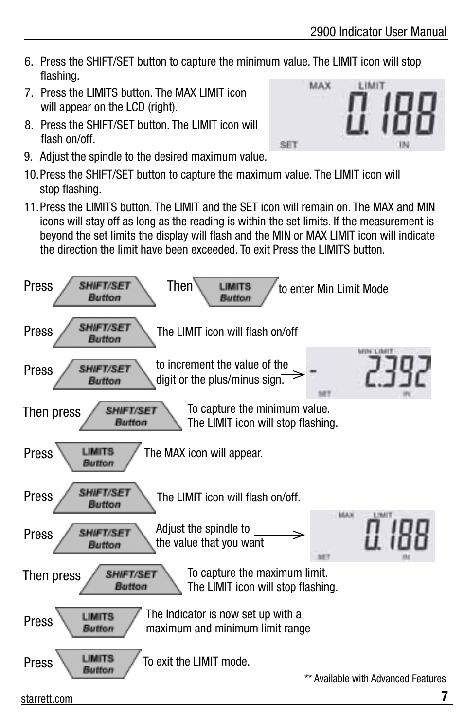 Starrett 2900 Indicator User Manual | Page 7 / 12