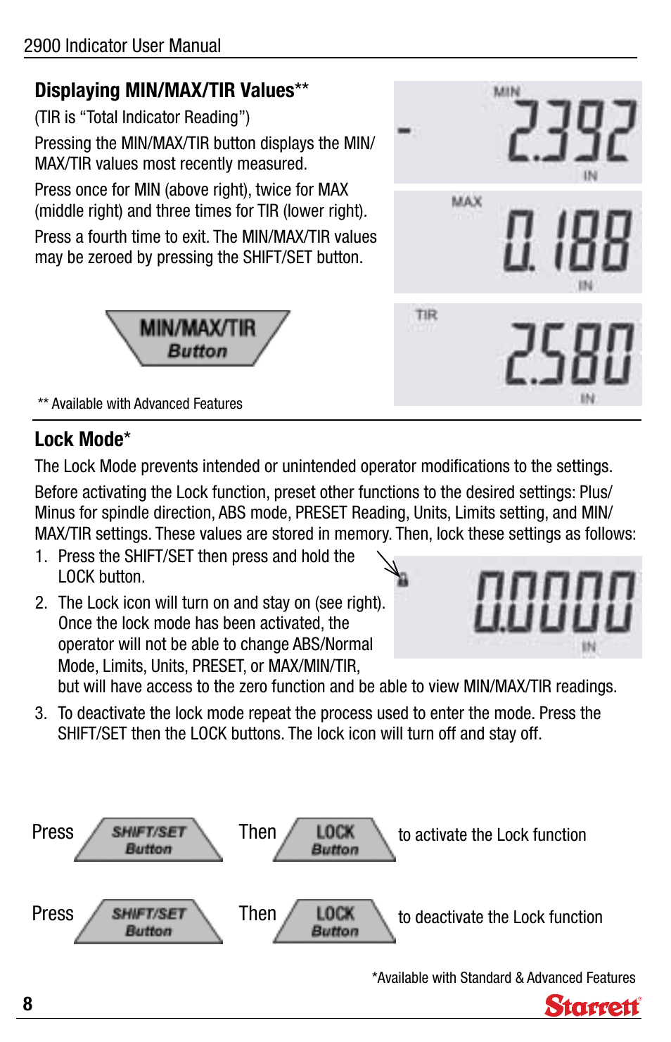 Starrett 2900 Indicator User Manual | Page 8 / 12