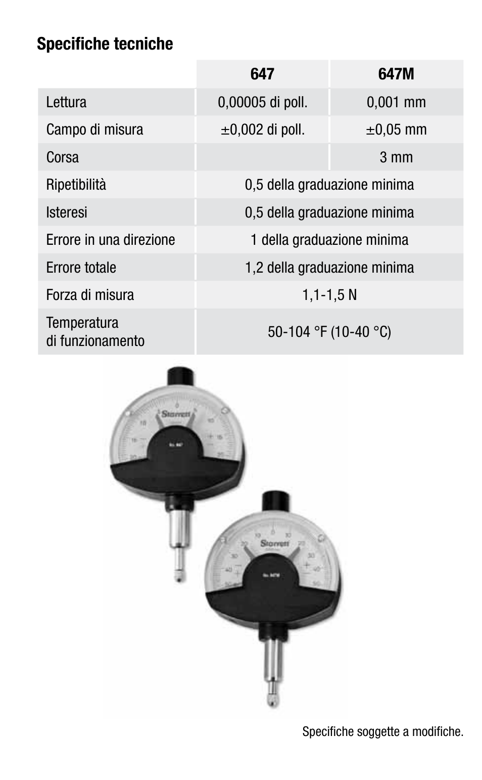 Guía del usuario, Calibre comparador de disco de la serie 647 | Starrett 647 Dial Comparator Indicator User Manual | Page 12 / 24