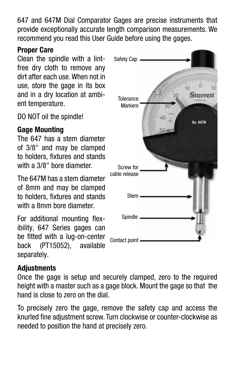 Starrett 647 Dial Comparator Indicator User Manual | Page 2 / 24