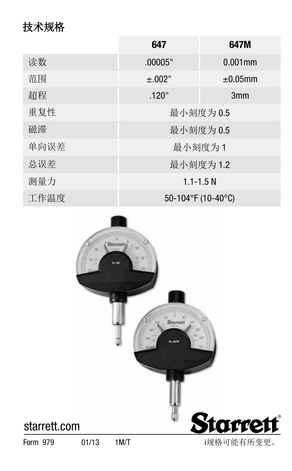 Starrett 647 Dial Comparator Indicator User Manual | Page 24 / 24