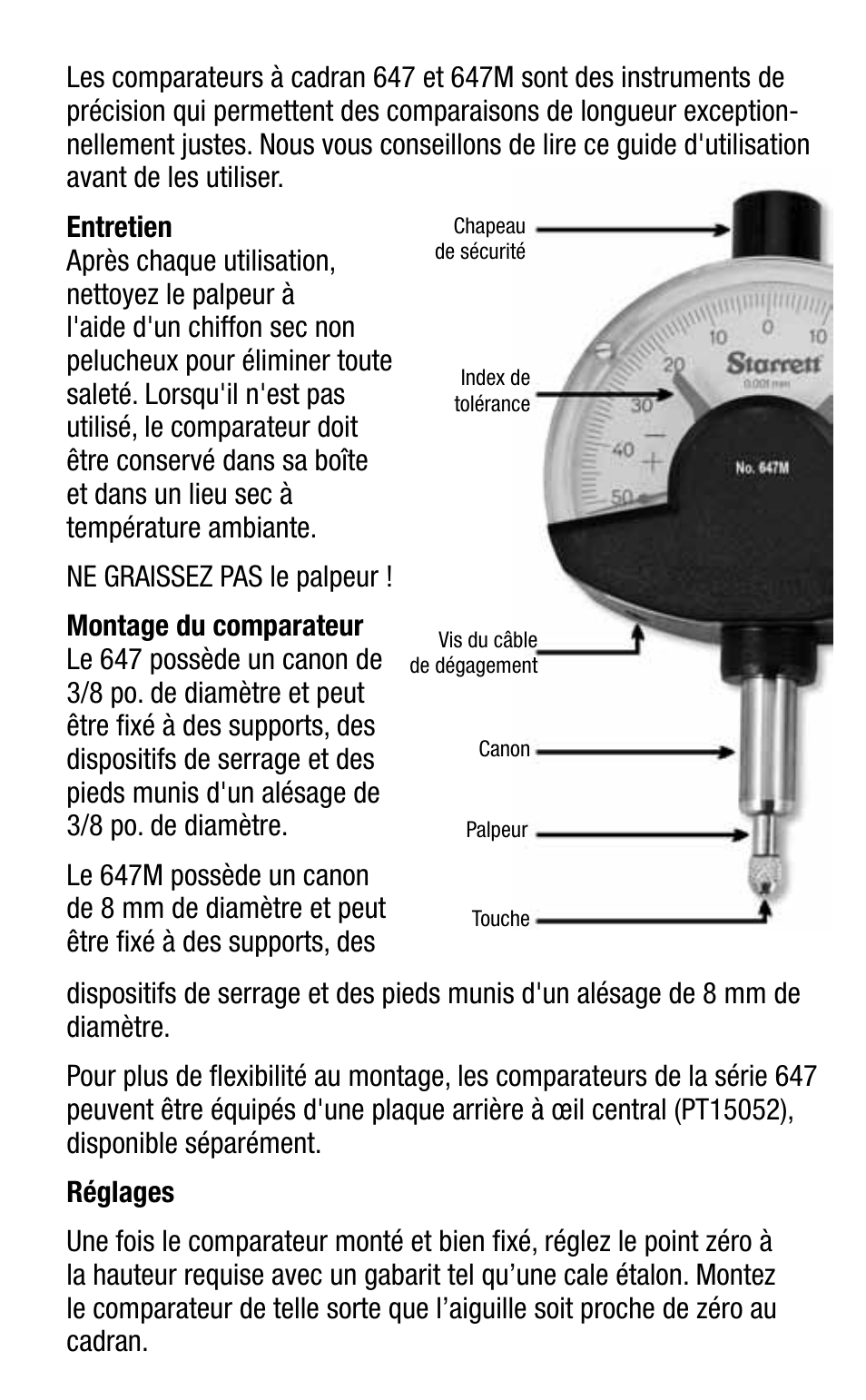 Starrett 647 Dial Comparator Indicator User Manual | Page 6 / 24