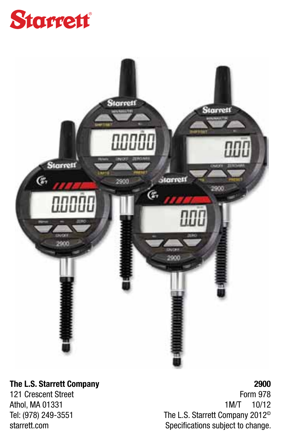 Starrett 2900 Capacitive Indicator User Manual | Page 12 / 12