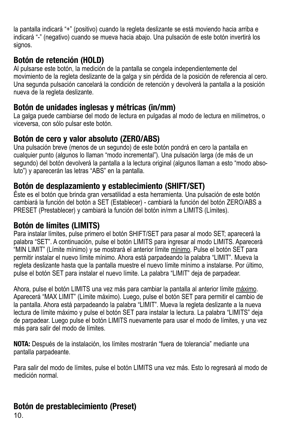 Starrett 3752 Electronic Height Gage User Manual | Page 10 / 28