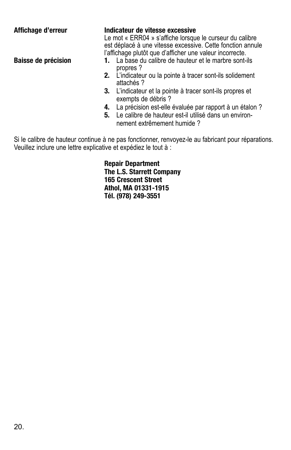 Starrett 3752 Electronic Height Gage User Manual | Page 20 / 28