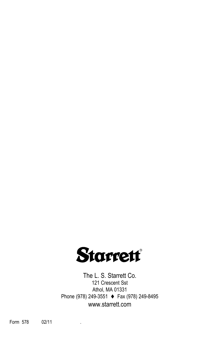 The l. s. starrett co | Starrett 3752 Electronic Height Gage User Manual | Page 28 / 28