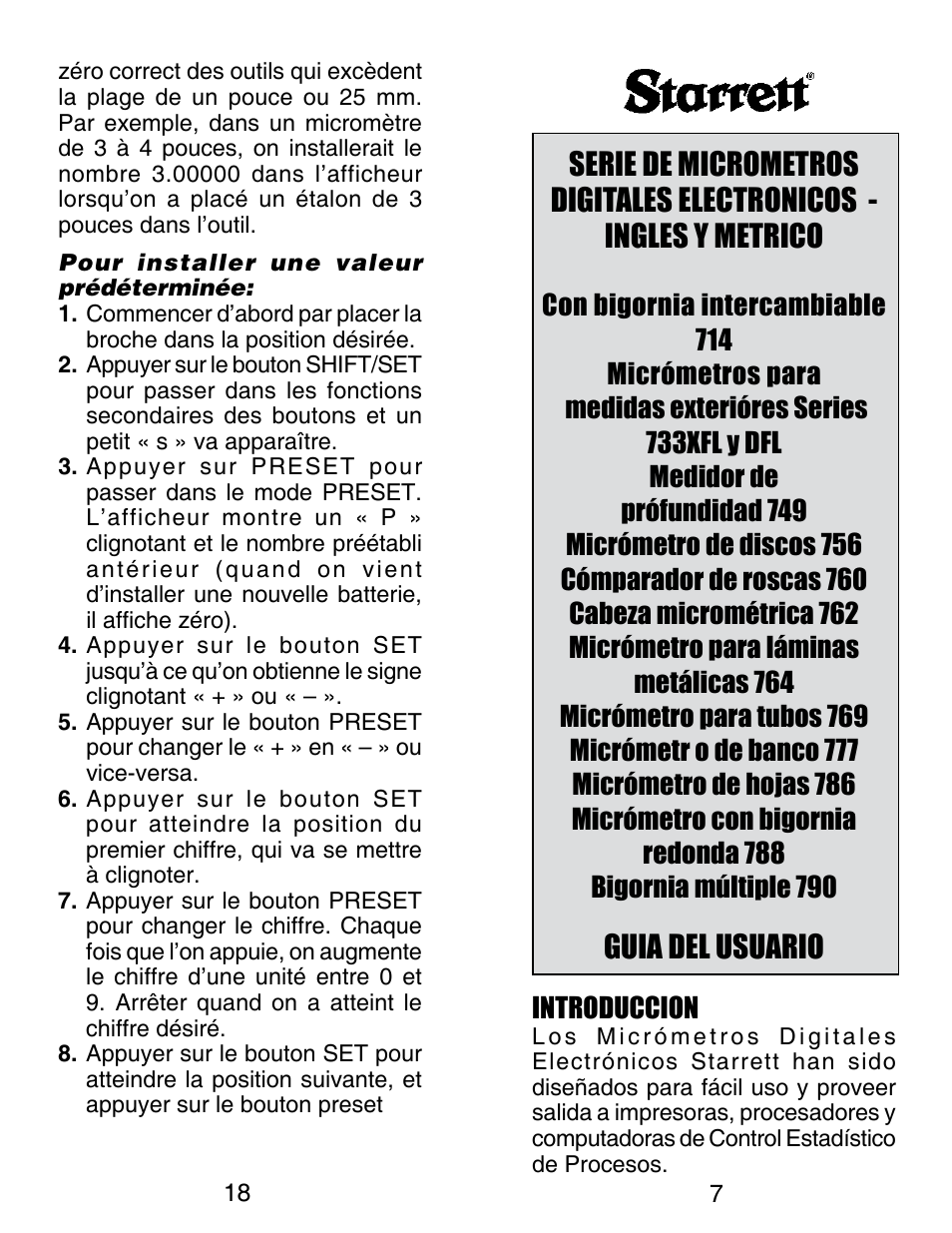 Guia del usuario | Starrett Electronic Digital Micrometer User Manual | Page 7 / 13