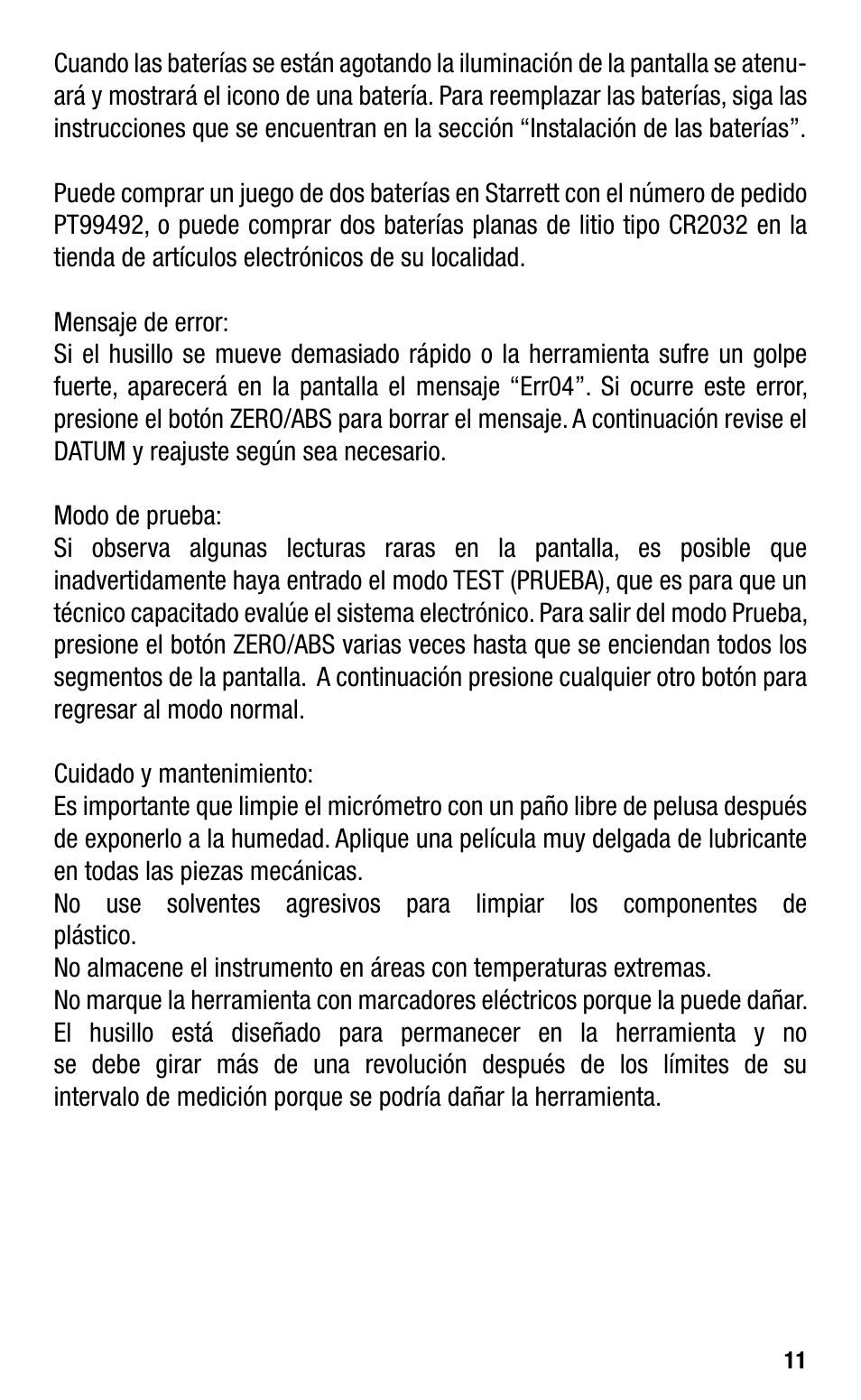 Starrett Electronic IP67 Micrometers User Manual | Page 11 / 25