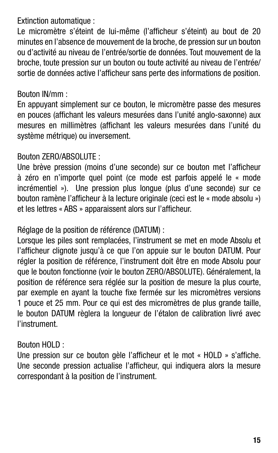 Starrett Electronic IP67 Micrometers User Manual | Page 15 / 25