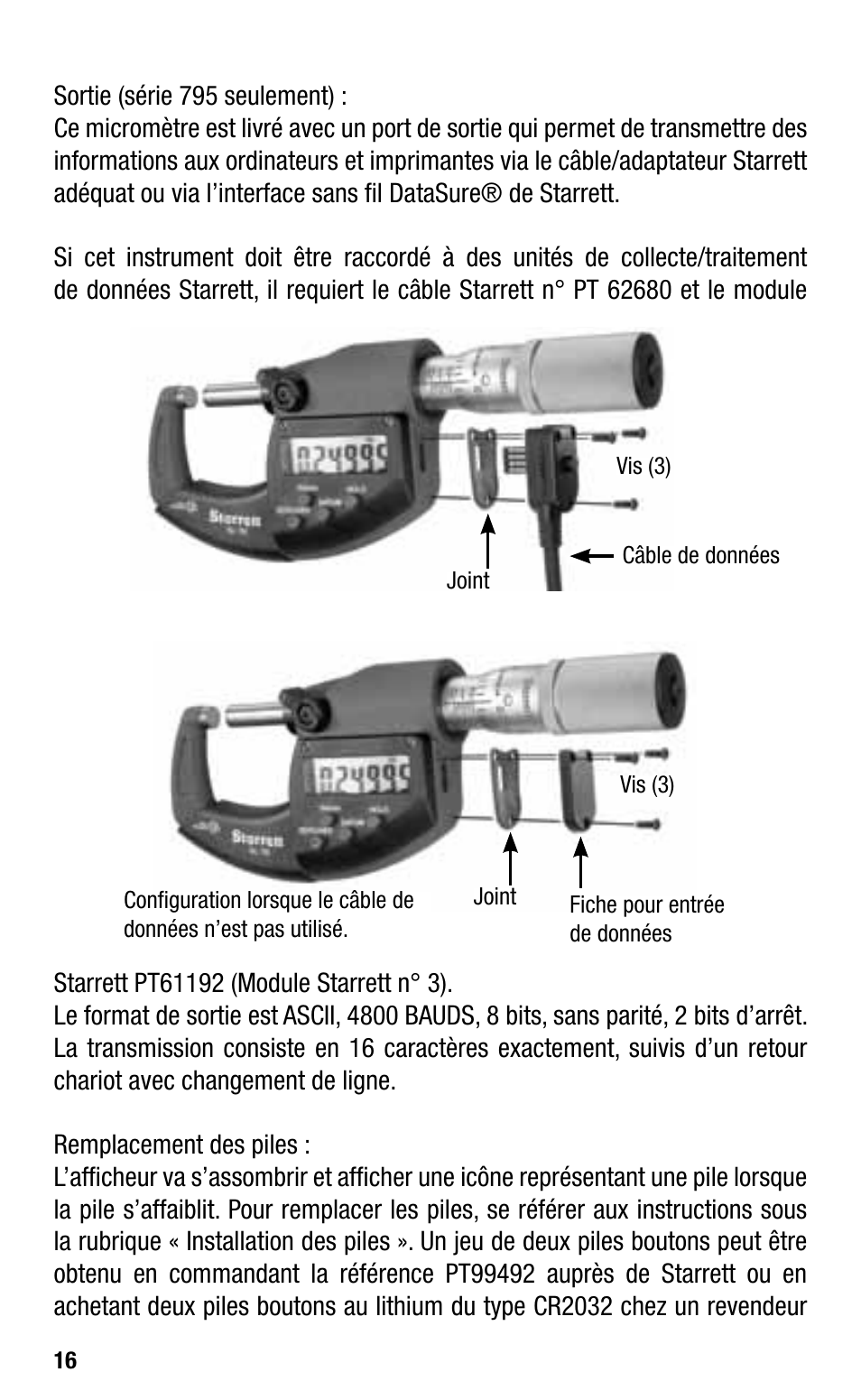 Starrett Electronic IP67 Micrometers User Manual | Page 16 / 25