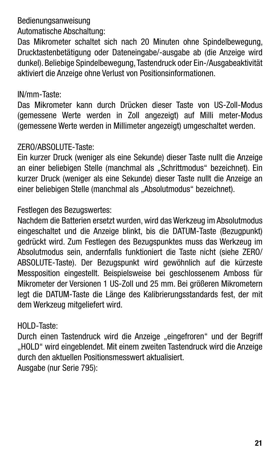 Starrett Electronic IP67 Micrometers User Manual | Page 21 / 25