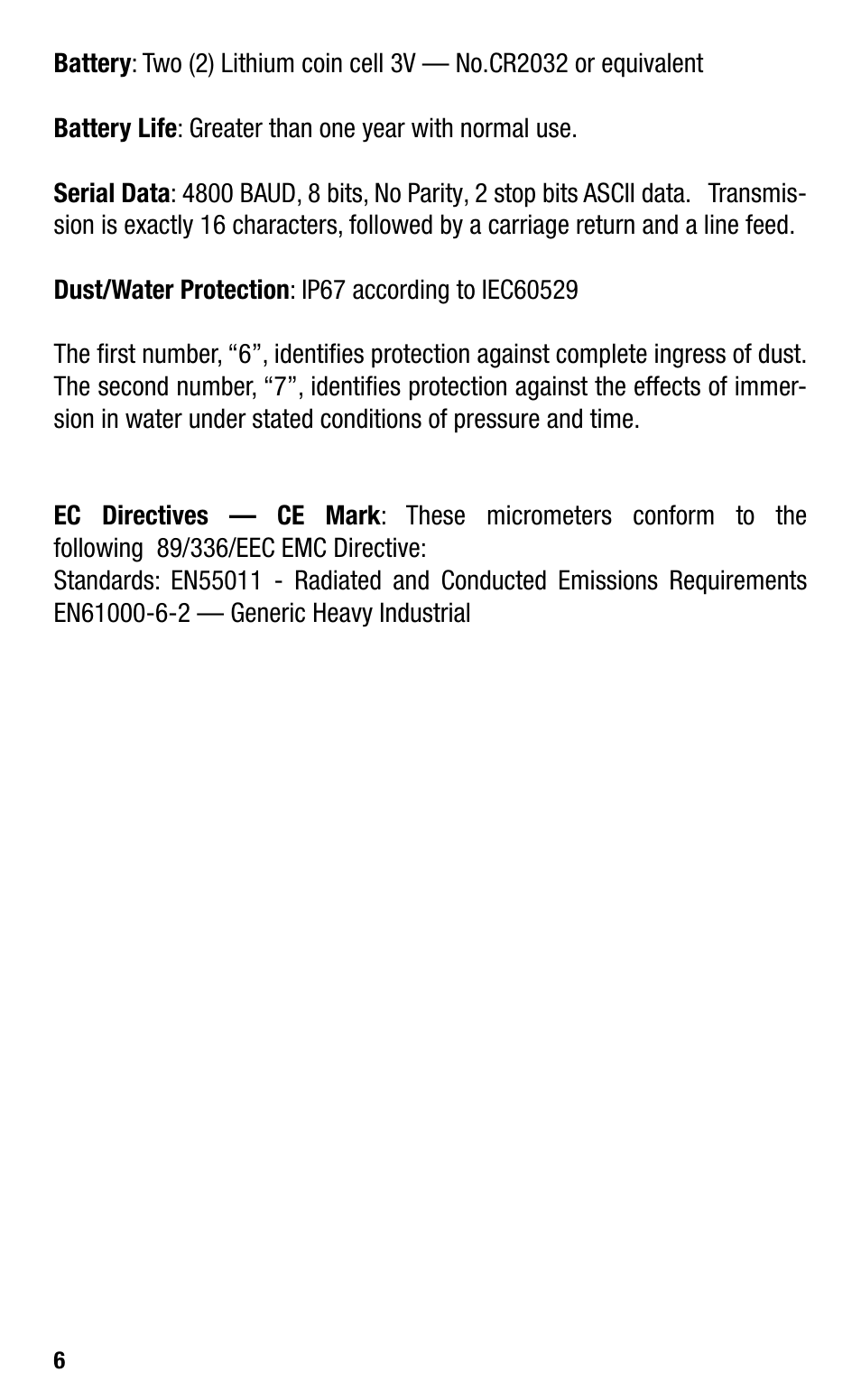 Starrett Electronic IP67 Micrometers User Manual | Page 6 / 25