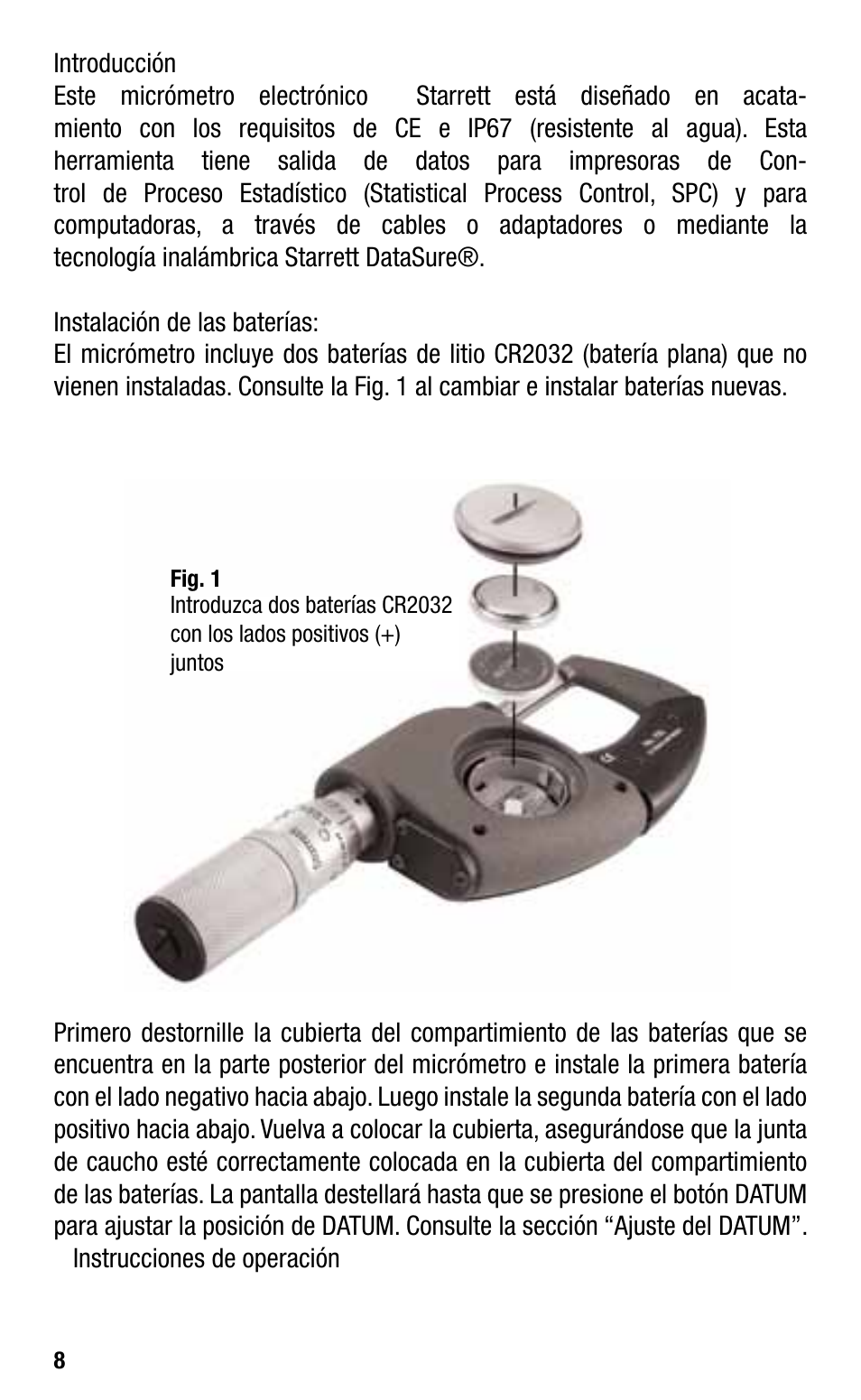 Starrett Electronic IP67 Micrometers User Manual | Page 8 / 25