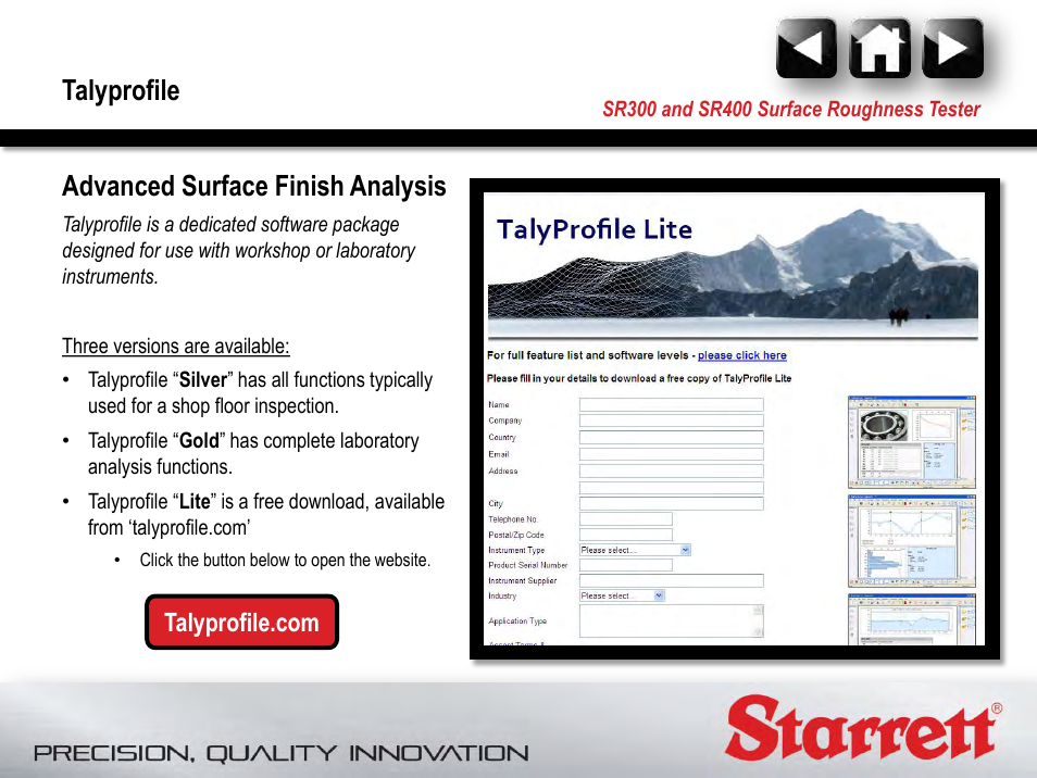 Talyprofile advanced surface finish analysis | Starrett SR400 Surface Roughness Tester User Manual | Page 16 / 78