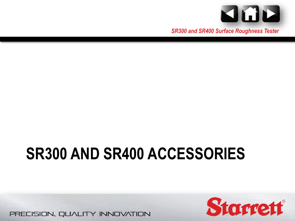 Sr300 and sr400 accessories | Starrett SR400 Surface Roughness Tester User Manual | Page 25 / 78