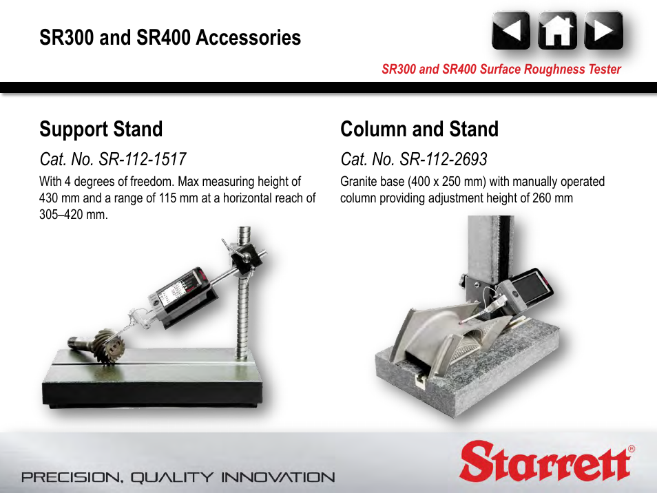 Column and stand | Starrett SR400 Surface Roughness Tester User Manual | Page 27 / 78