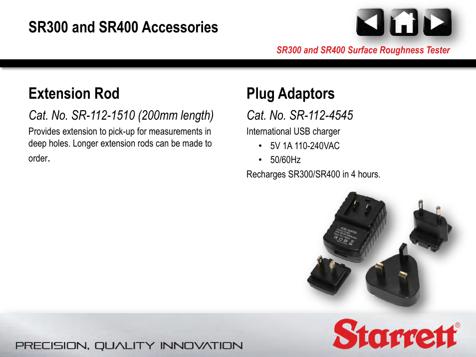 Plug adaptors | Starrett SR400 Surface Roughness Tester User Manual | Page 28 / 78