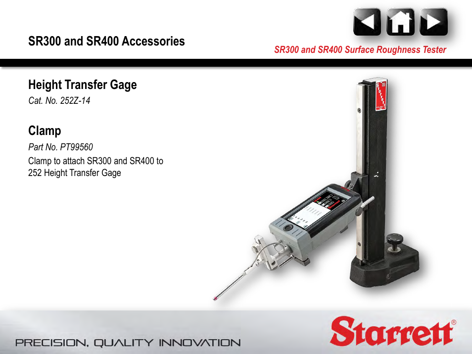 Clamp | Starrett SR400 Surface Roughness Tester User Manual | Page 29 / 78