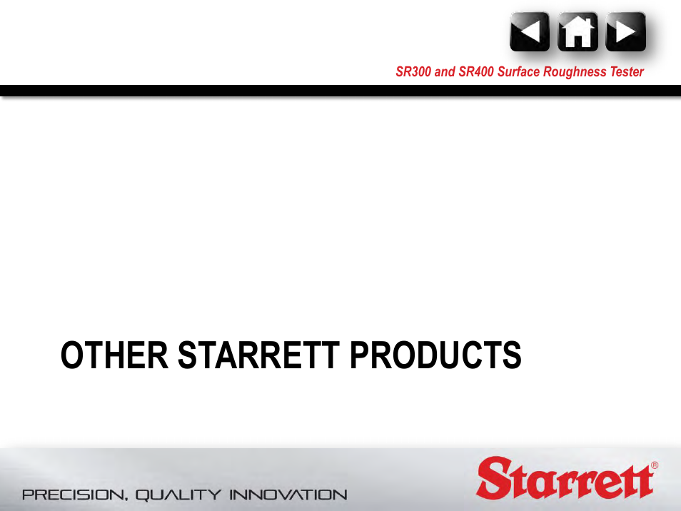 Starrett products, Other starrett products | Starrett SR400 Surface Roughness Tester User Manual | Page 38 / 78
