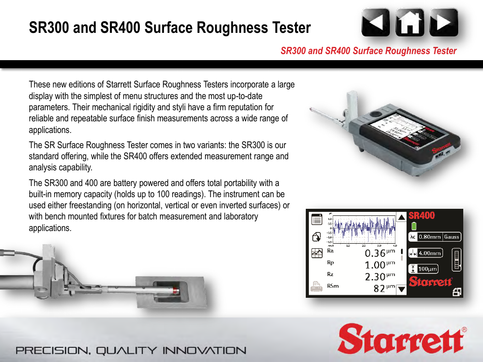 Starrett SR400 Surface Roughness Tester User Manual | Page 4 / 78