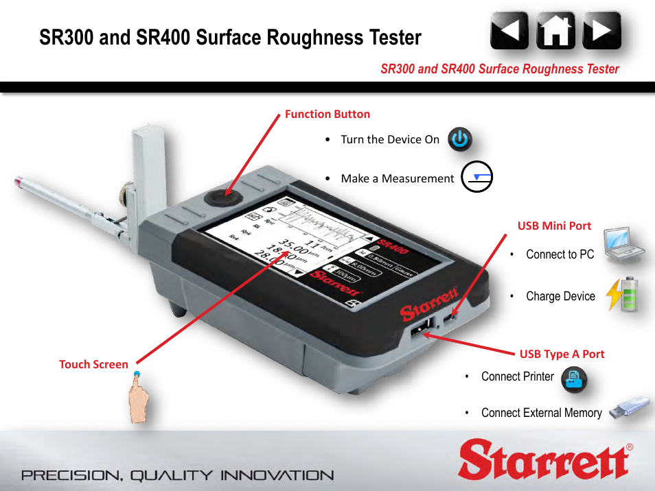 Starrett SR400 Surface Roughness Tester User Manual | Page 8 / 78