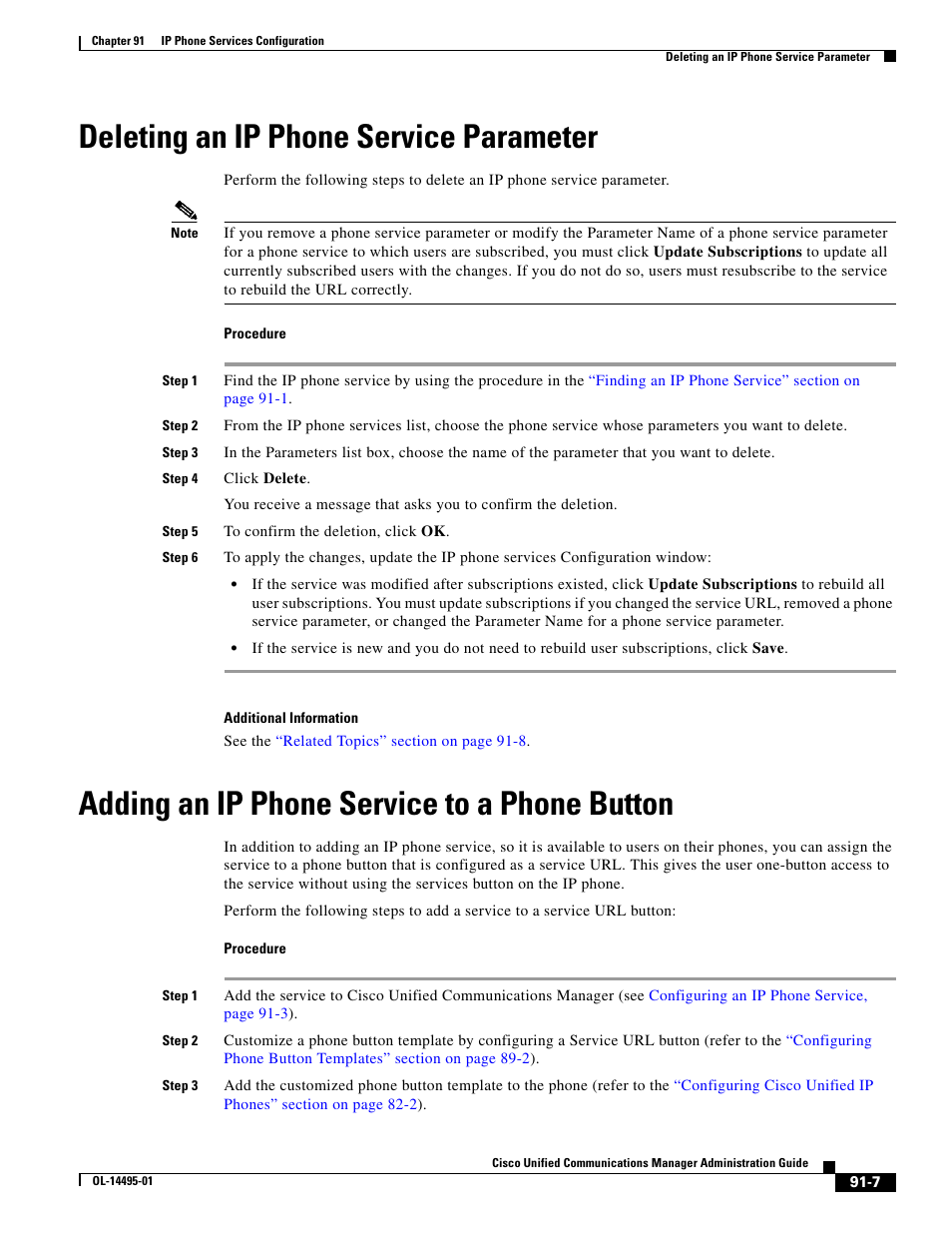 Deleting an ip phone service parameter, Adding an ip phone service to a phone button | Cisco 7940 User Manual | Page 7 / 8