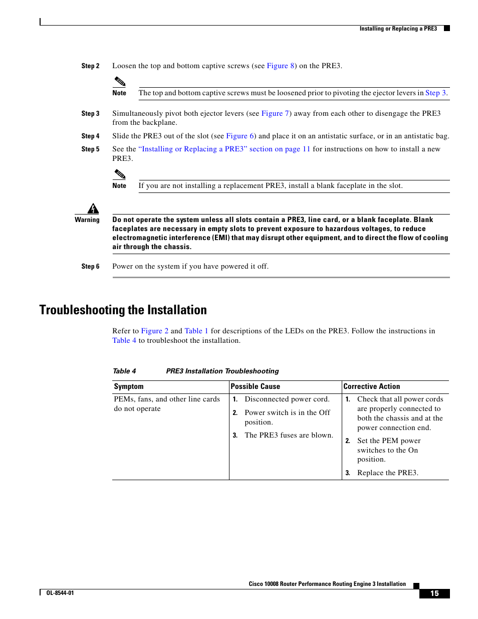 Troubleshooting the installation | Cisco 10008 User Manual | Page 15 / 38