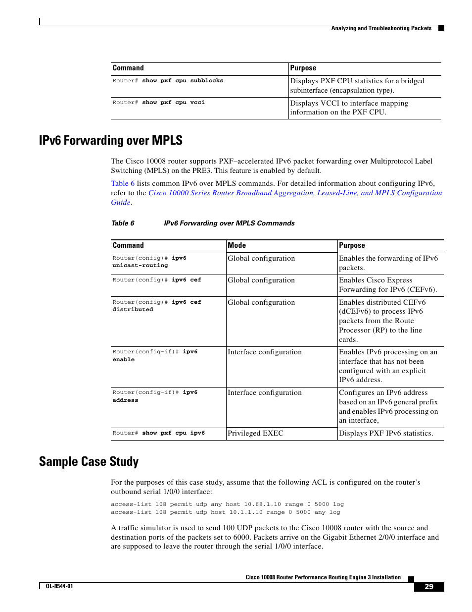 Ipv6 forwarding over mpls, Sample case study | Cisco 10008 User Manual | Page 29 / 38
