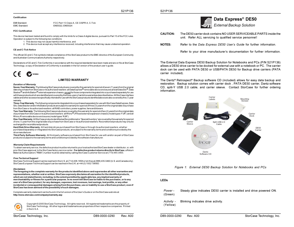 StorCase Technology DX115 User Manual | 2 pages