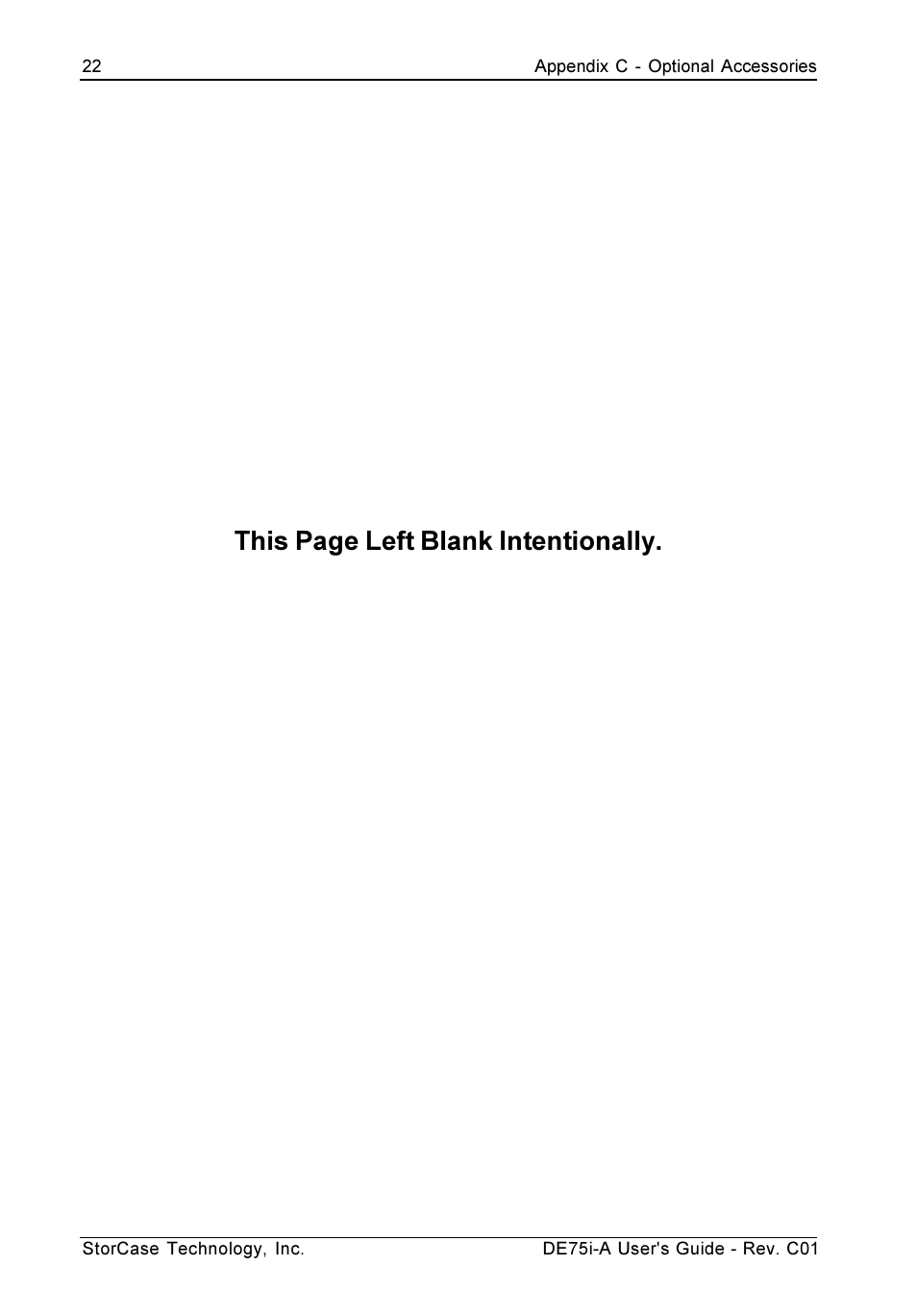 This page left blank intentionally | StorCase Technology DE75i-A User Manual | Page 29 / 31