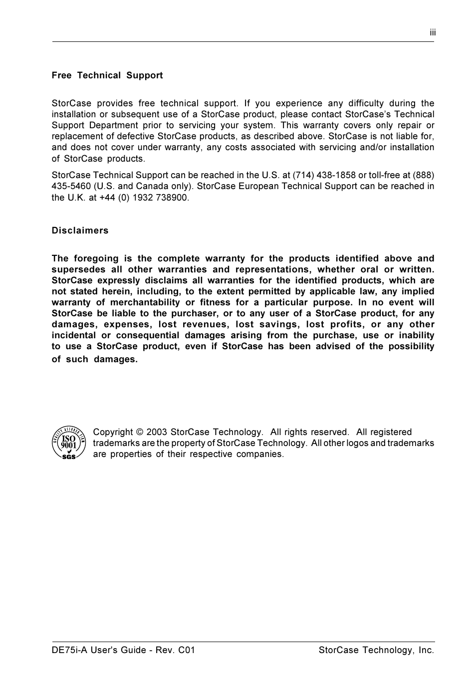 StorCase Technology DE75i-A User Manual | Page 4 / 31