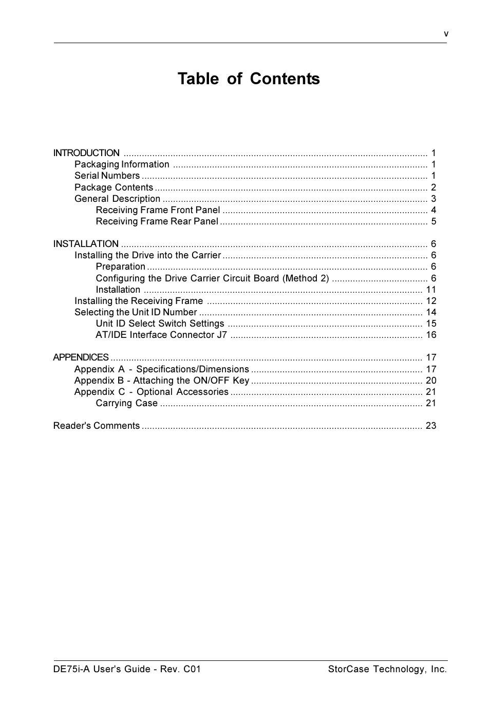 StorCase Technology DE75i-A User Manual | Page 6 / 31