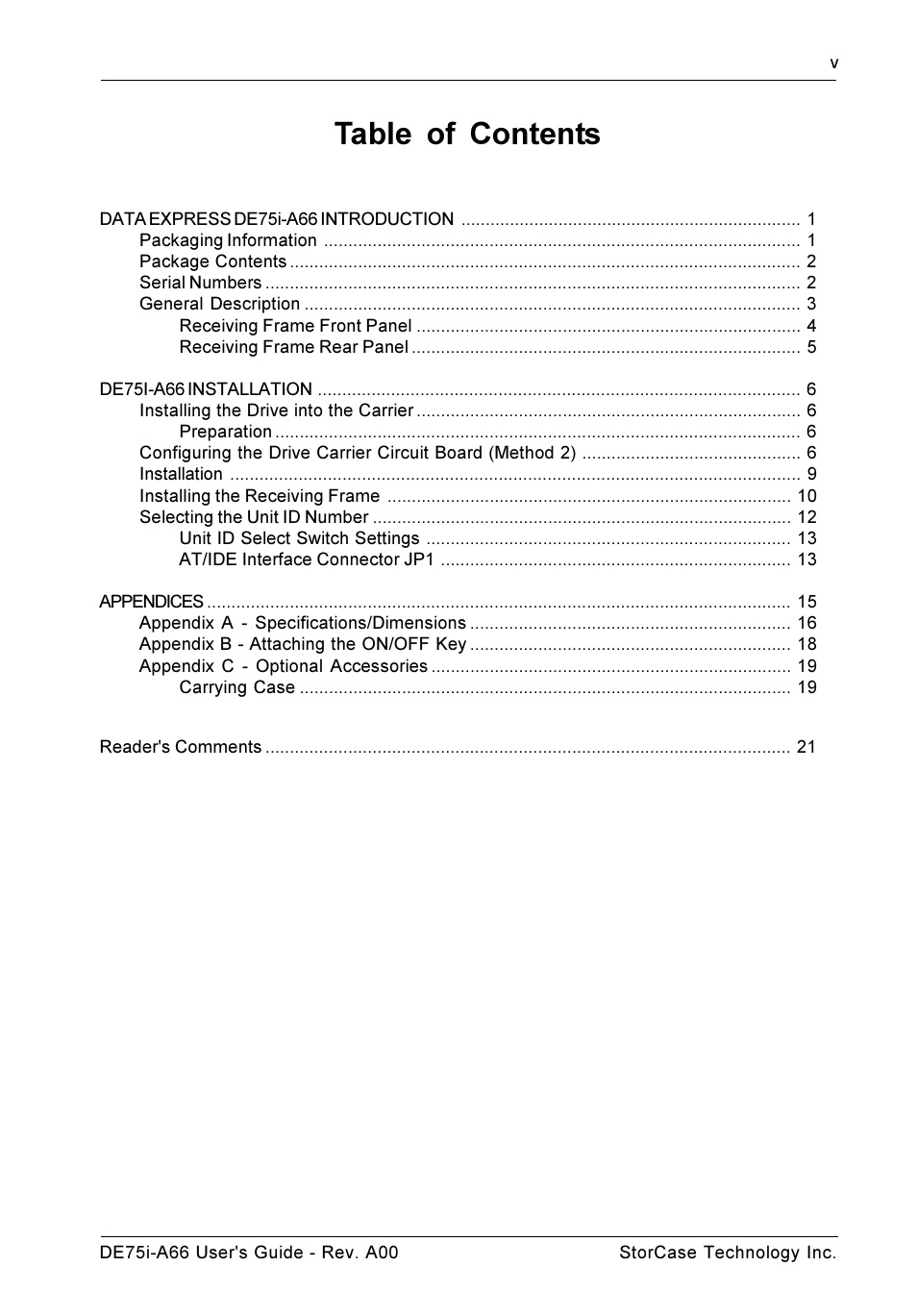 StorCase Technology DE75i-A66 User Manual | Page 6 / 29