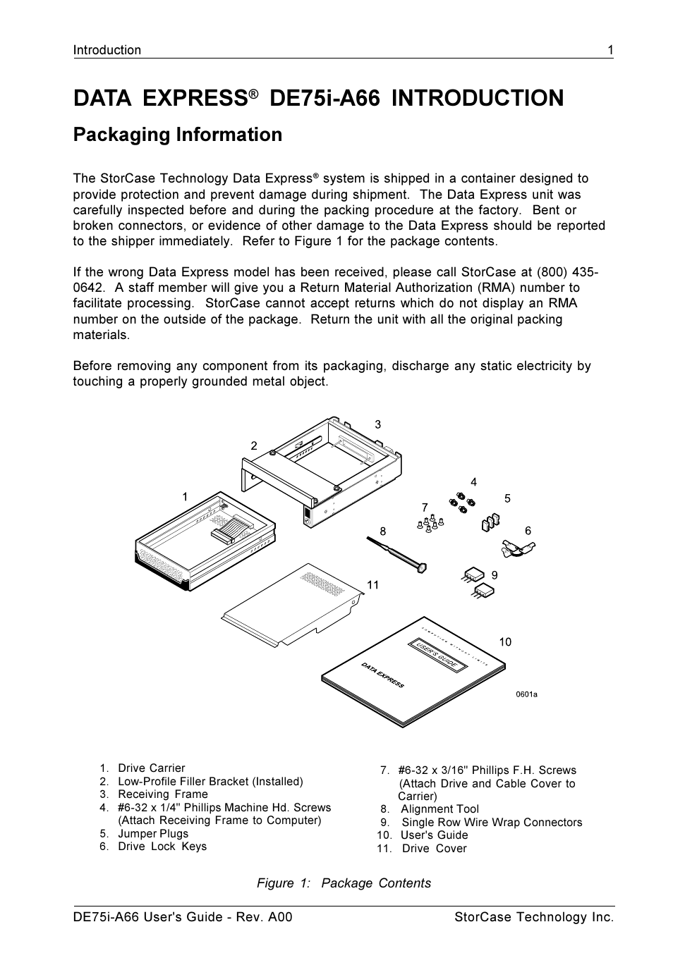 Data express, De75i-a66 introduction, Packaging information | StorCase Technology DE75i-A66 User Manual | Page 8 / 29