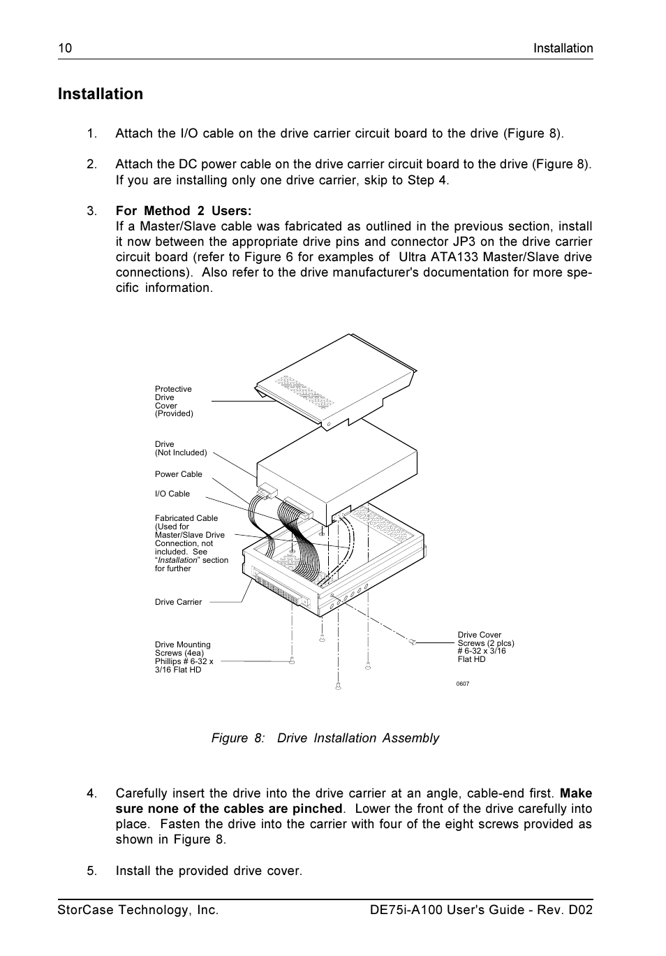 Installation | StorCase Technology DE75i-A100 User Manual | Page 17 / 31