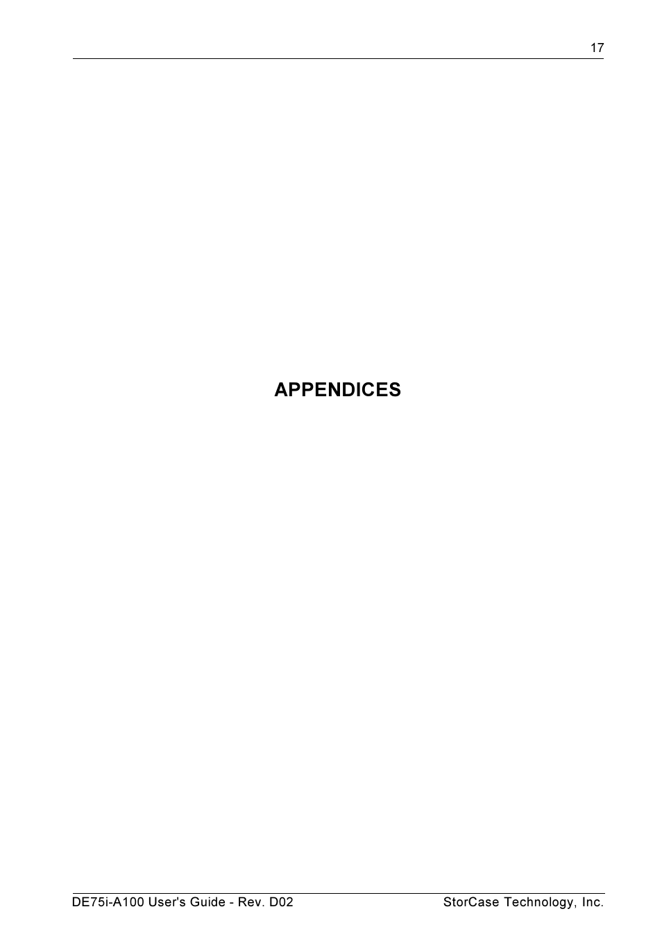 Appendices | StorCase Technology DE75i-A100 User Manual | Page 24 / 31