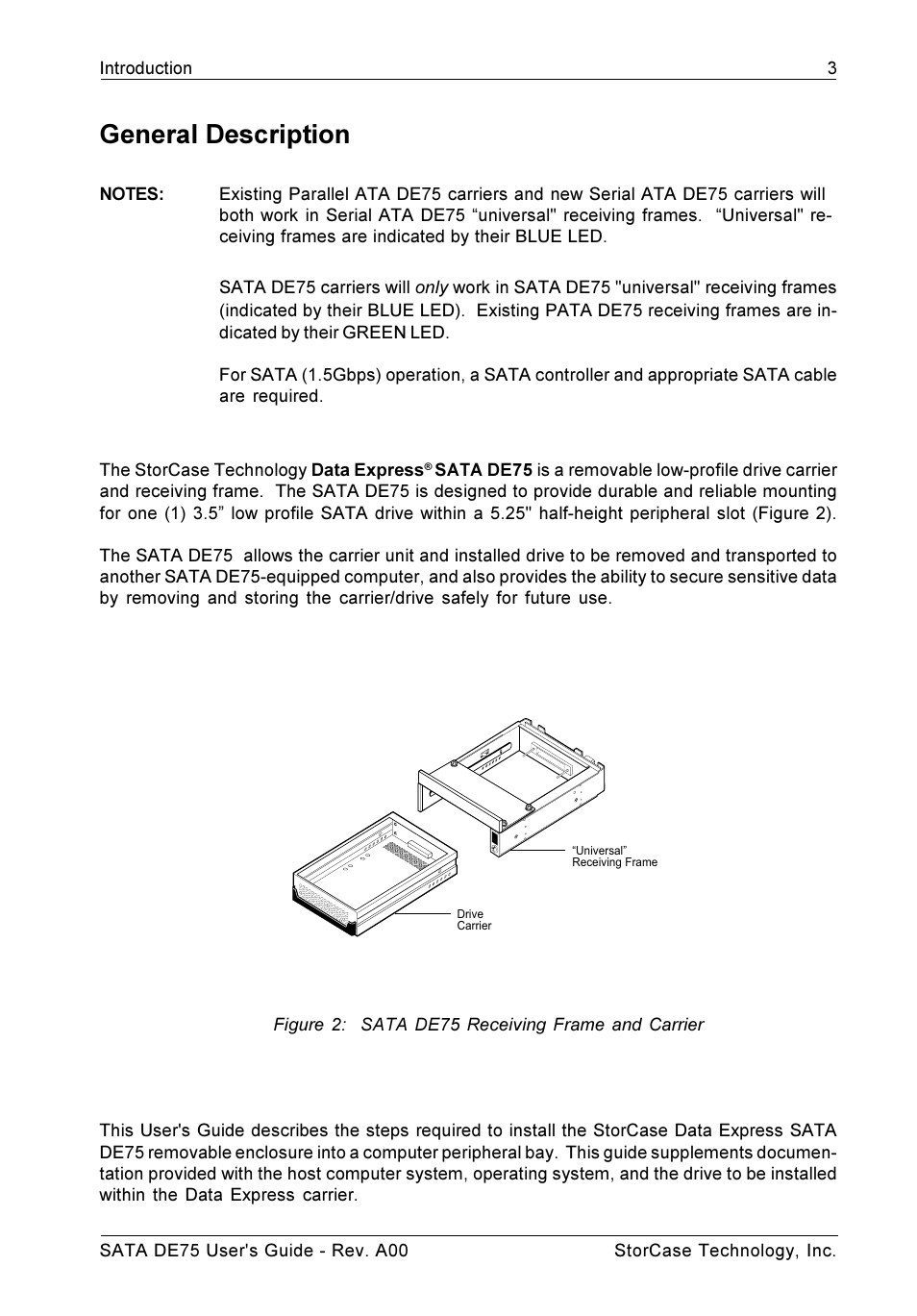 General description | StorCase Technology SATA DE75 User Manual | Page 10 / 28