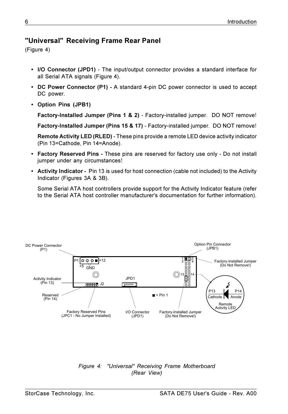 Universal" receiving frame rear panel | StorCase Technology SATA DE75 User Manual | Page 13 / 28