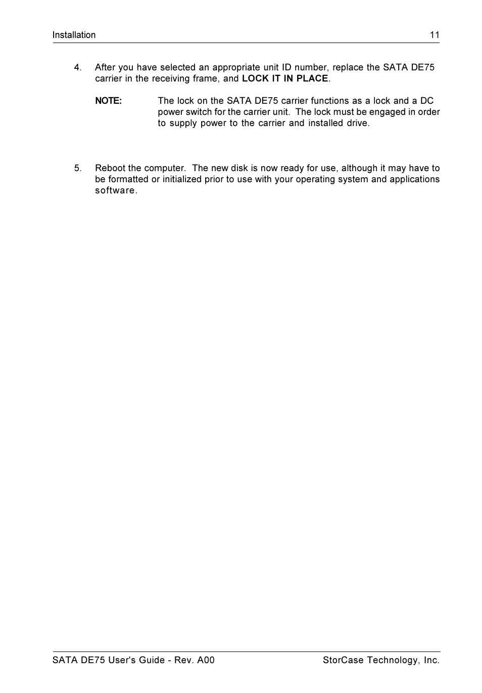 StorCase Technology SATA DE75 User Manual | Page 19 / 28