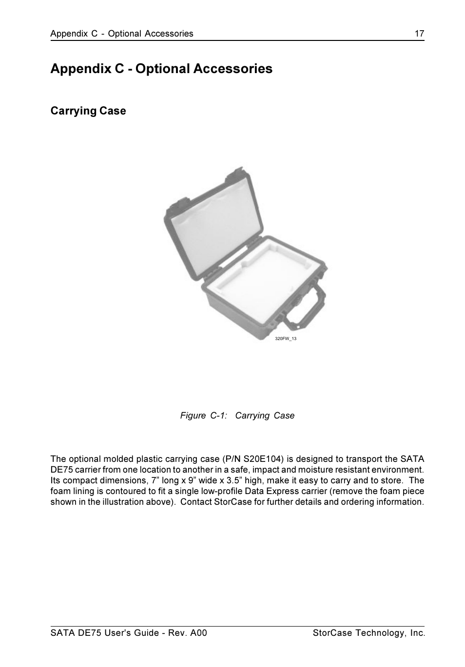 Appendix c - optional accessories, Carrying case | StorCase Technology SATA DE75 User Manual | Page 25 / 28