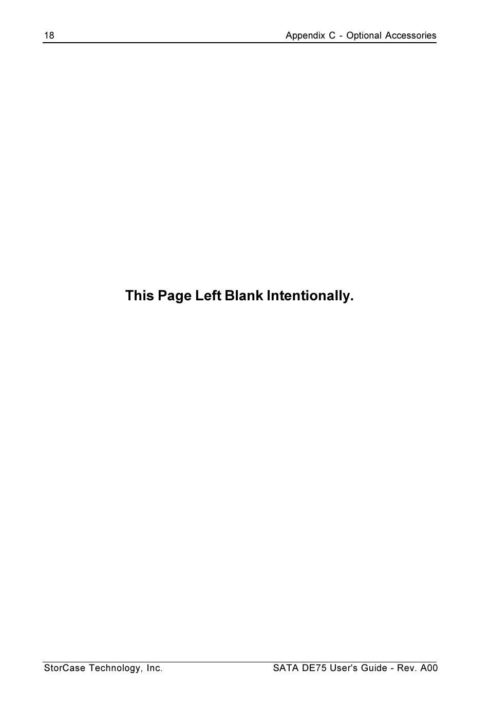 This page left blank intentionally | StorCase Technology SATA DE75 User Manual | Page 26 / 28